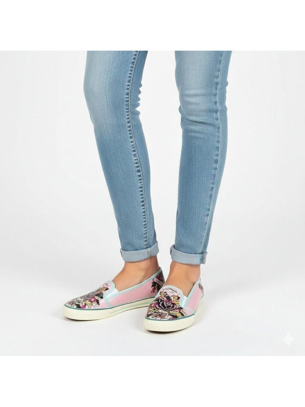Ed Hardy Pink Pointed-Toe Slip-On Sneakers – Women’s Size 5